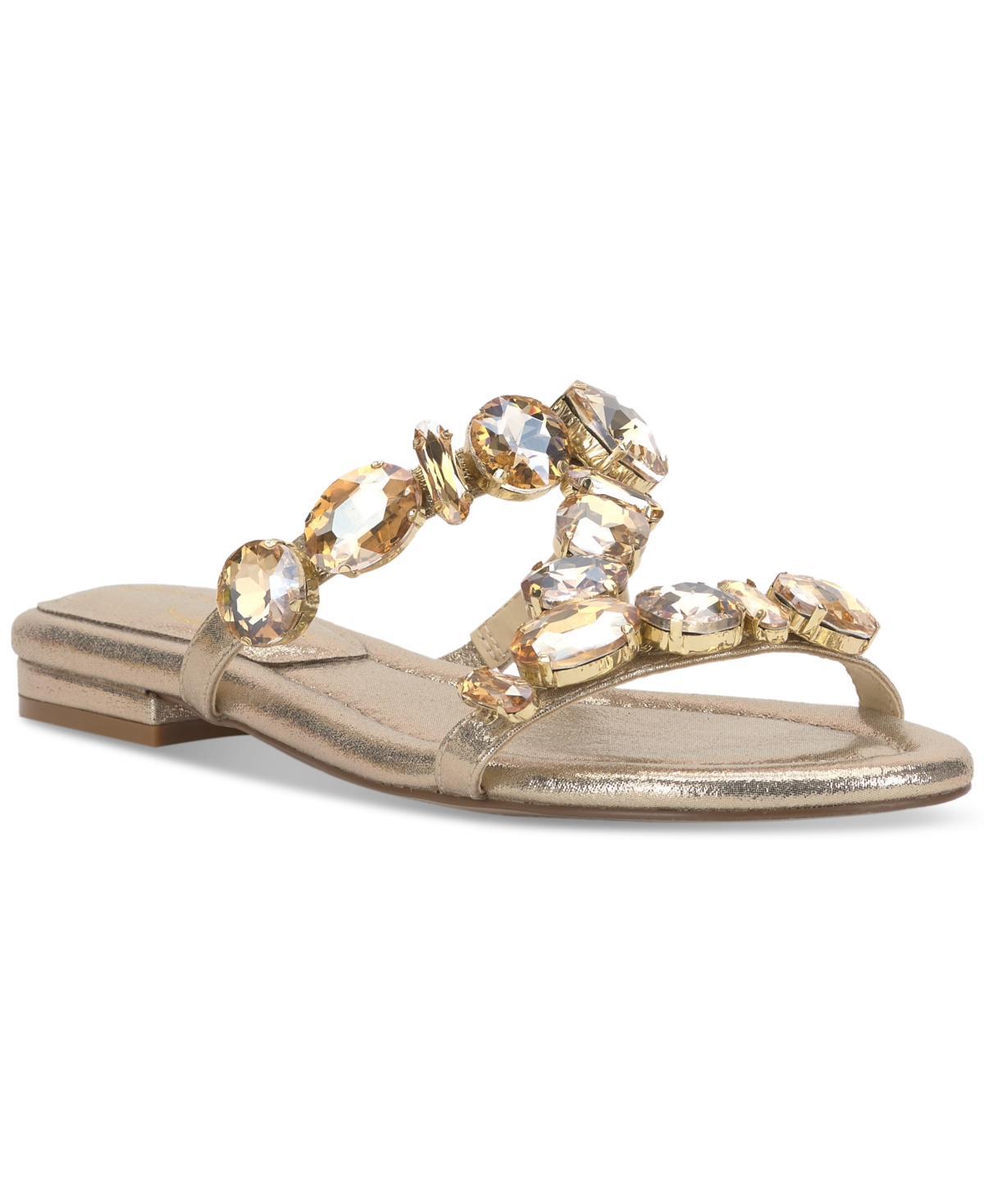 Shop Jessica Simpson Women's Avimma Embellished Flat Sandals In Champagne Shimmer