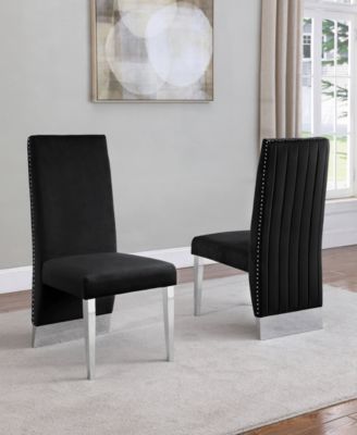 26" L x 20" W x 42" H Velvet Side Chairs with Line Tufted Back and Chrome Legs, Set of 2