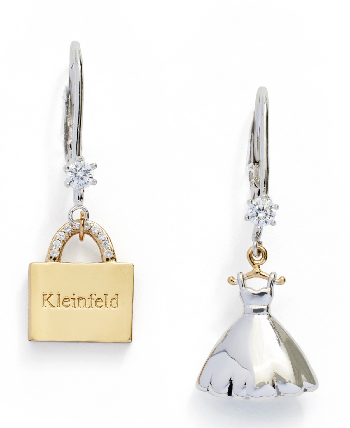 Kleinfeld Two-tone Signature Shopper Wedding Dress Mismatch Earrings In Crystal,two-tone