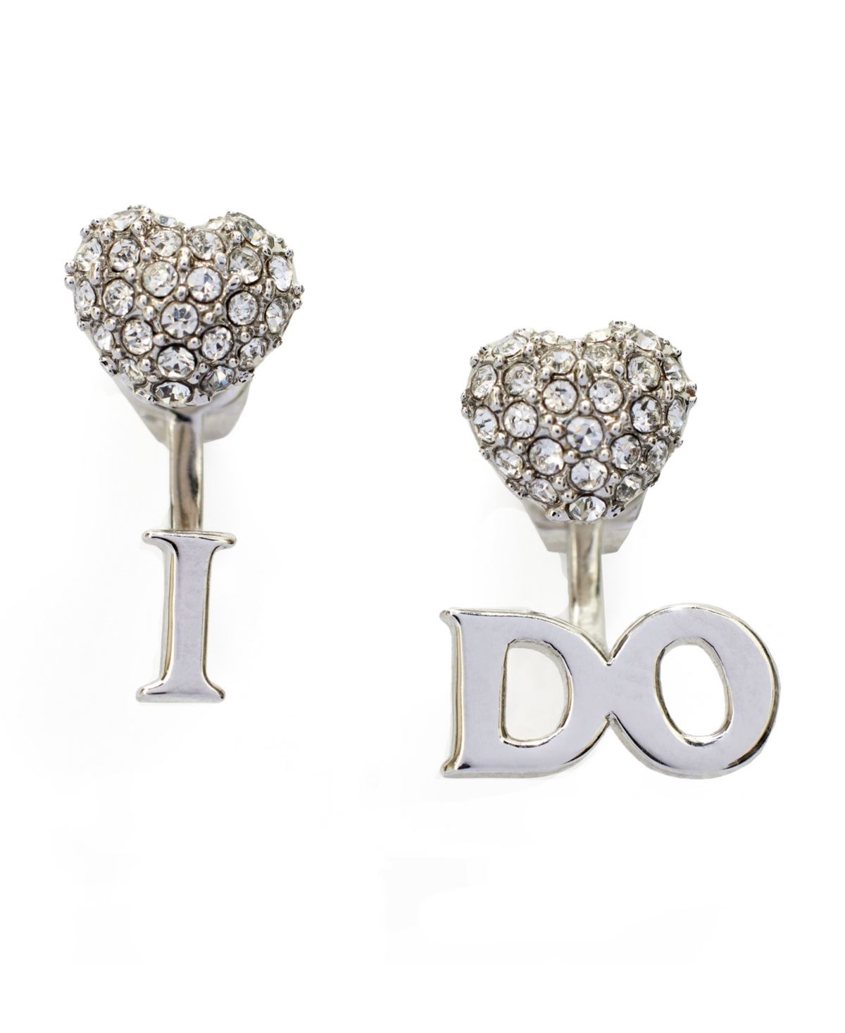 Shop Kleinfeld Faux Stone Pave Heart I Do Earring Jacket In Crystal,rhodium