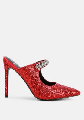 twinklet glitter diamante embellished stilettos pumps