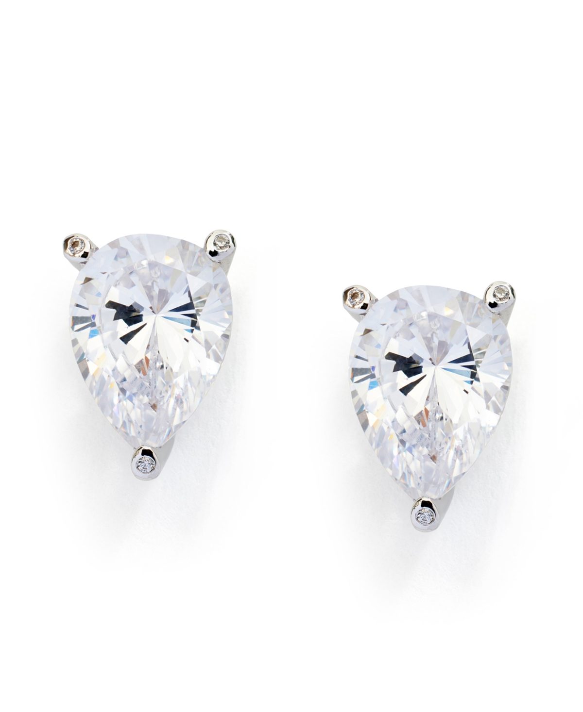 Shop Kleinfeld Cubic Zirconia Pear Cut Stud Earrings In Crystal,rhodium