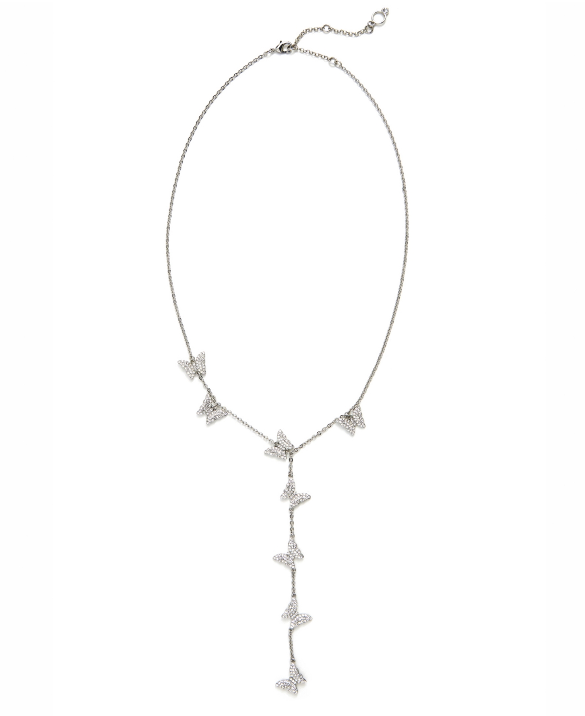 Kleinfeld Faux Stone Pave Butterfly Y Necklace In Crystal,rhodium