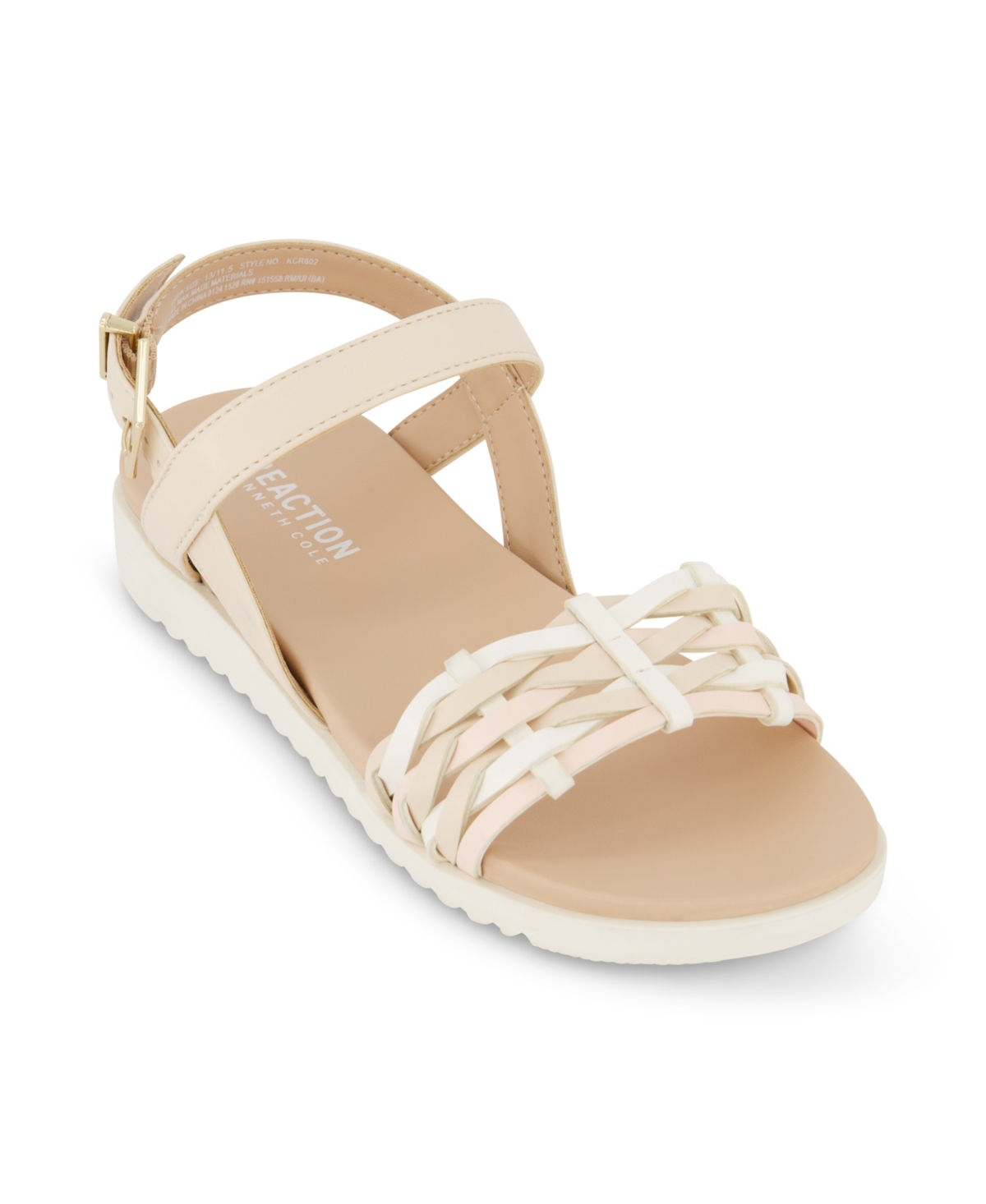 Shop Kenneth Cole New York Little And Big Girls Lotus Oaklee Open Toe Ankle Strap Sandals In Blush
