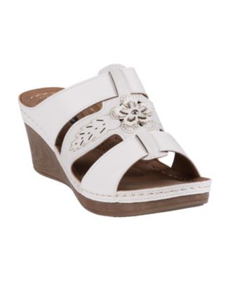 GC Shoes Women's Spring Triple Band Flower Wedge Sandals - Macy's