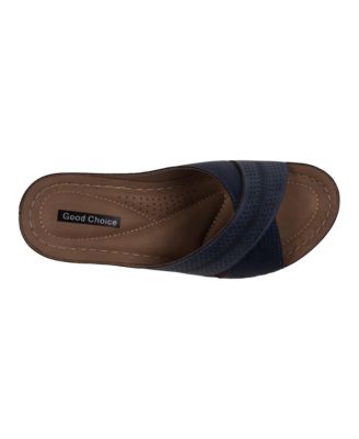 Women's Hayden Perforated Contrast Cross Strap Wedge Sandals