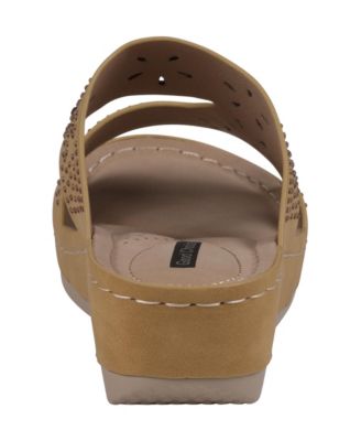 Women's Santiago Perforated Studded Slip-On Wedge Sandals