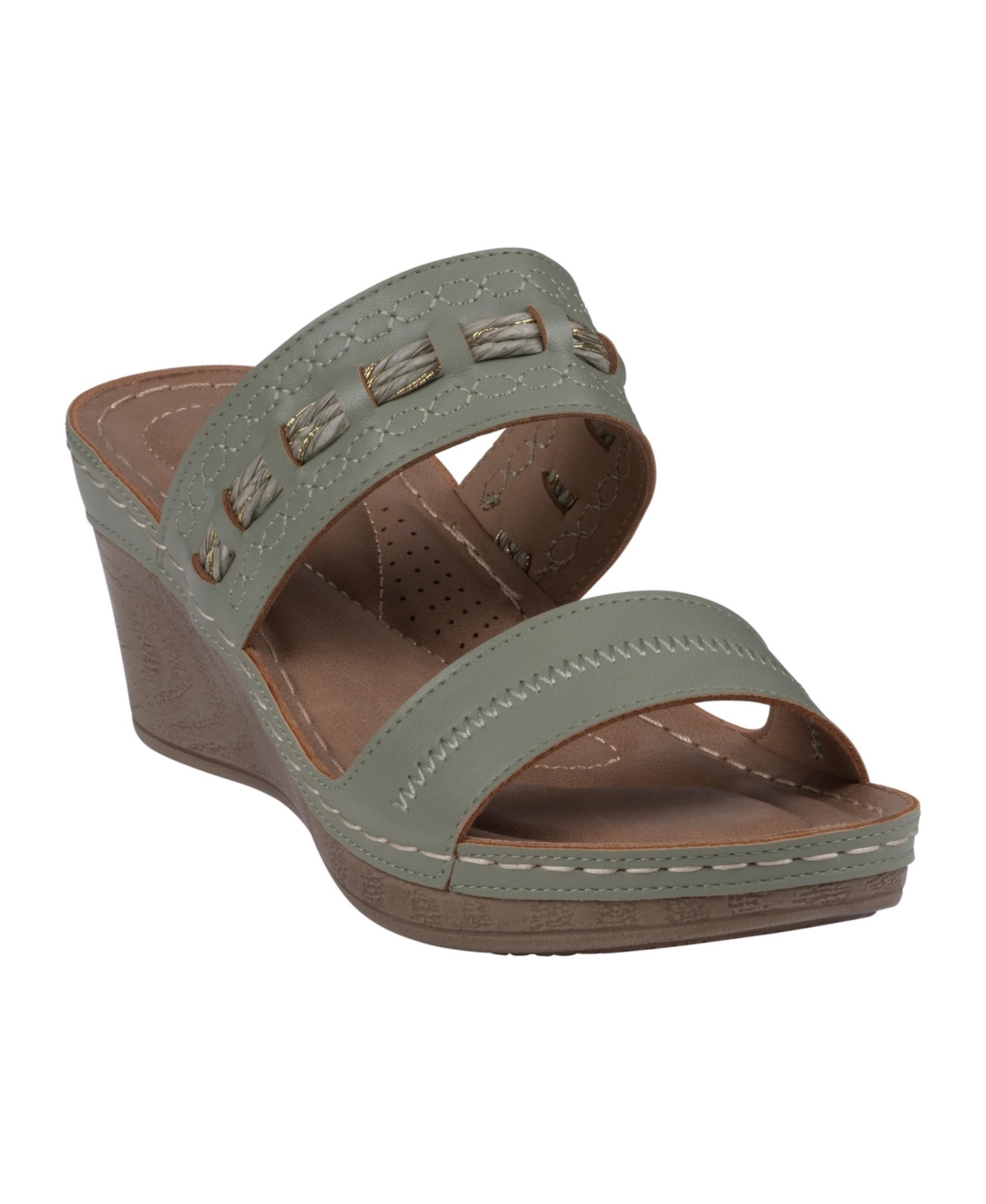 Women's Mariah Double Band Slip-On Wedge Sandals - Sage