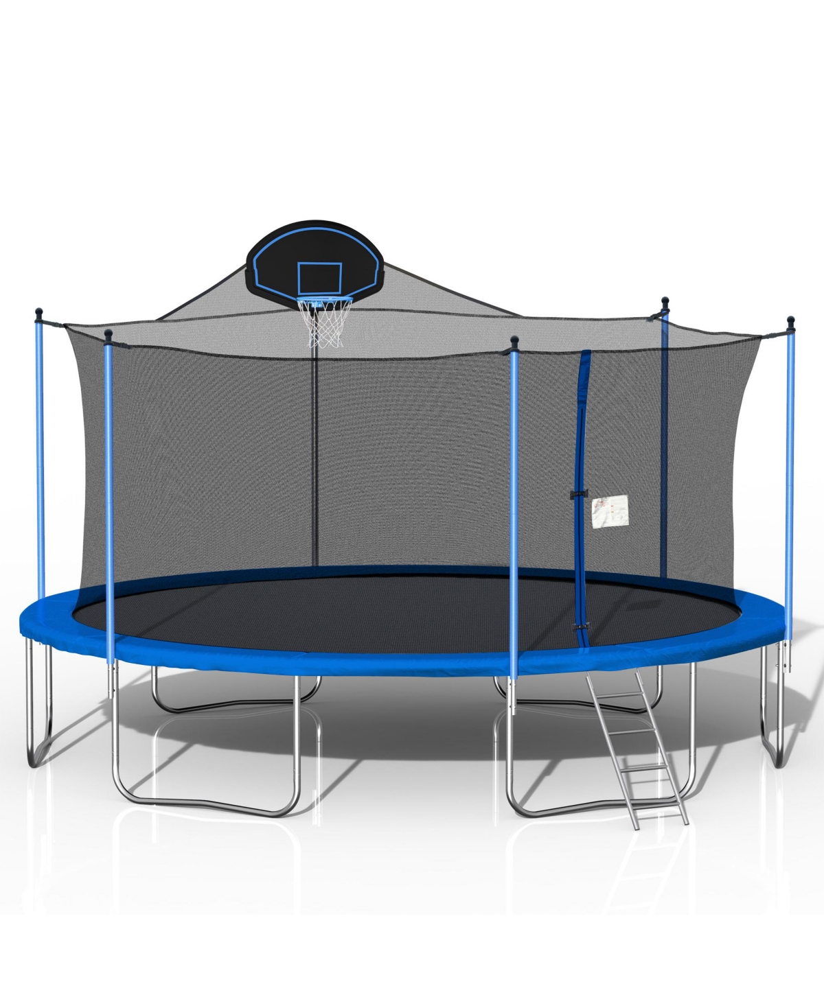 16FT Trampoline with Basketball Hoop & Safety Enclosure - Blue
