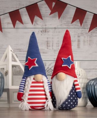 10.5" Striped Americana Gnome Girl Patriotic Figure