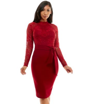 Macy's red lace dress on sale