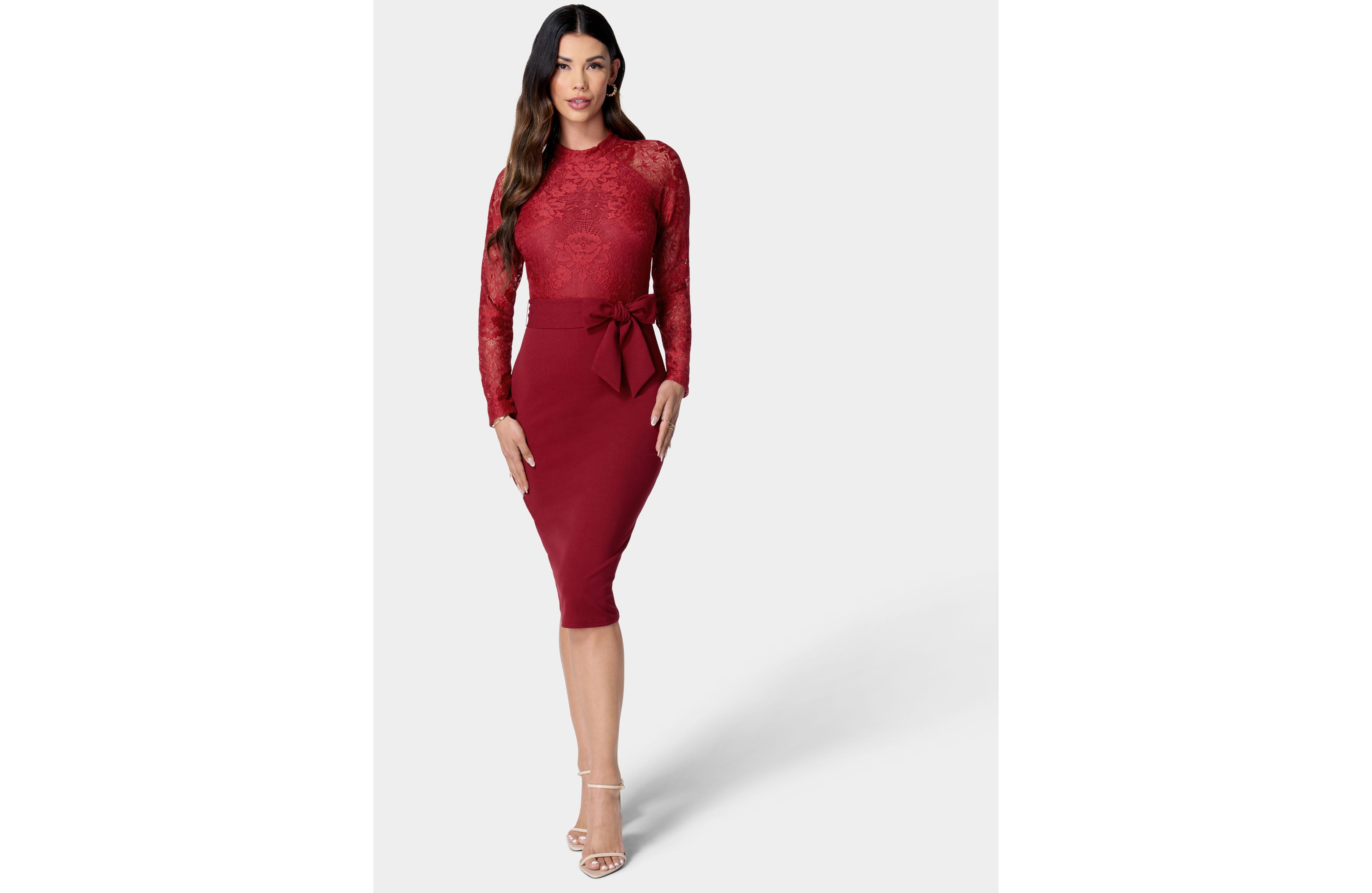 Bebe Women's Lace Bodice Pencil Dress