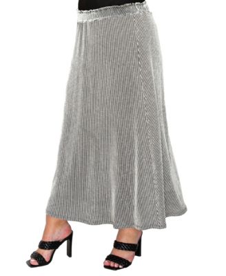 Plus Size Span Rail Textured Rib Elastic Waist Maxi Skirt