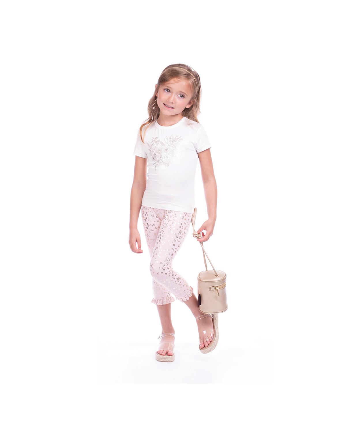 Imoga Collection Little Girls Annie Botanical Cream Graphic Jersey Tunic