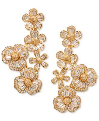kate spade new york - Gold-Tone Fleurette Linear Earrings