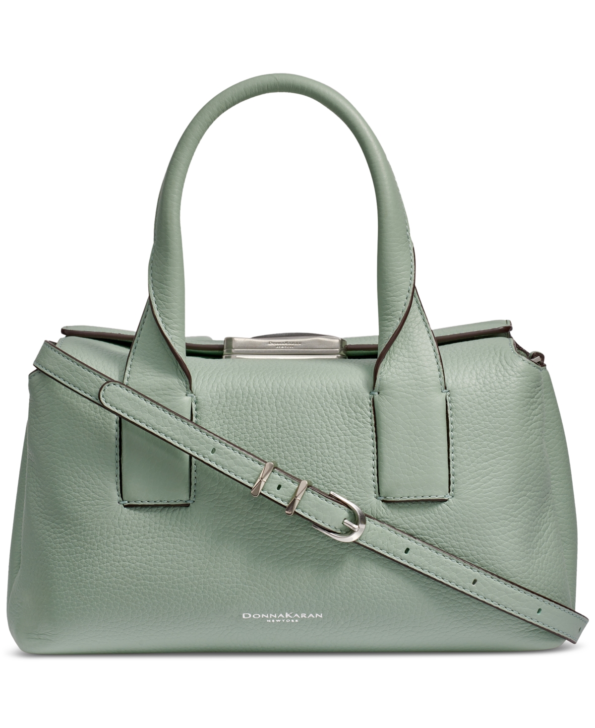 Shop Donna Karan Amagansett Soft-rolled Leather Satchel With Sculpted Magnet Closure In Pale Jade