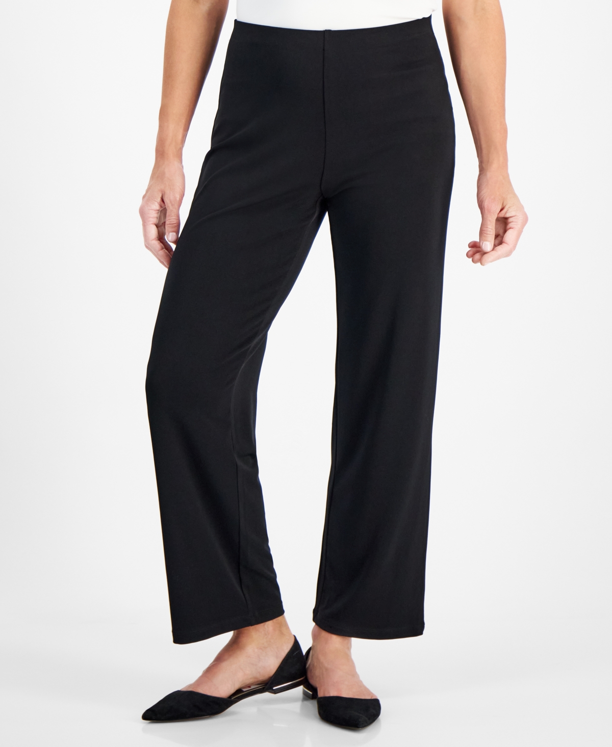 Petites Knit Pull-On Pants, Created for Macy's - Deep Black