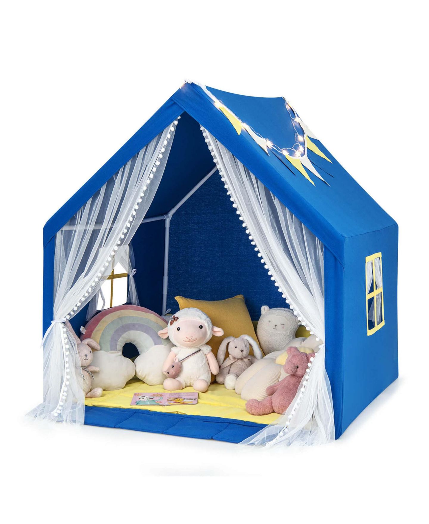 Детская игрушка Costway Large Star Light Play Tent with Washable Cotton Mat, Ages 2+, цвет: Синий — фото 1