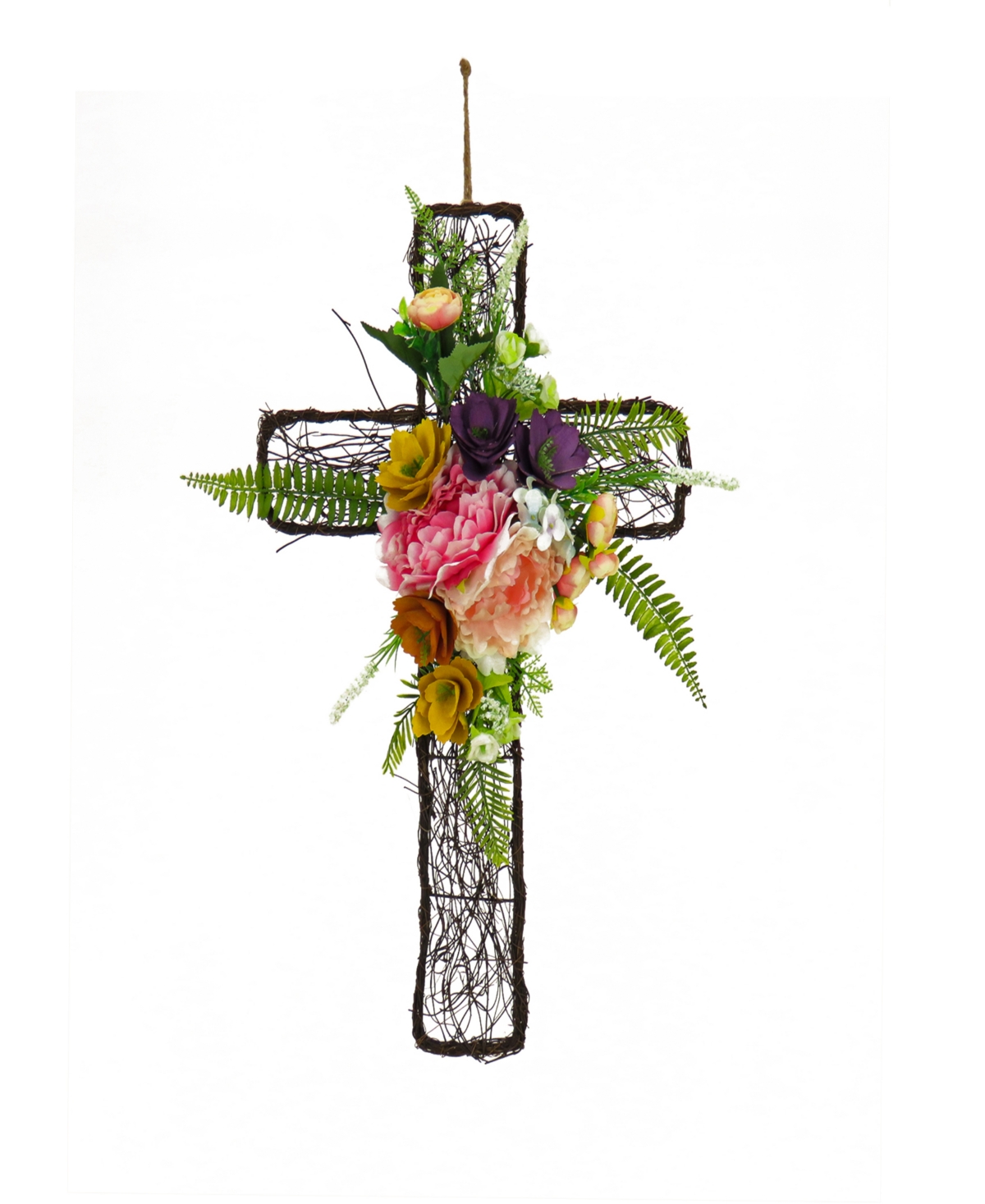 National Tree Company 23" Floral Easter Cross In Multi