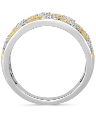 Men's Diamond Chain Link Inspired Ring (1/2 ct. t.w.) in Sterling Silver & 18k Gold-Plate