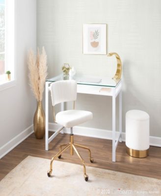 Marla Contemporary Nesting Ottoman Set in Metal and Plush Fabric by Lumisource