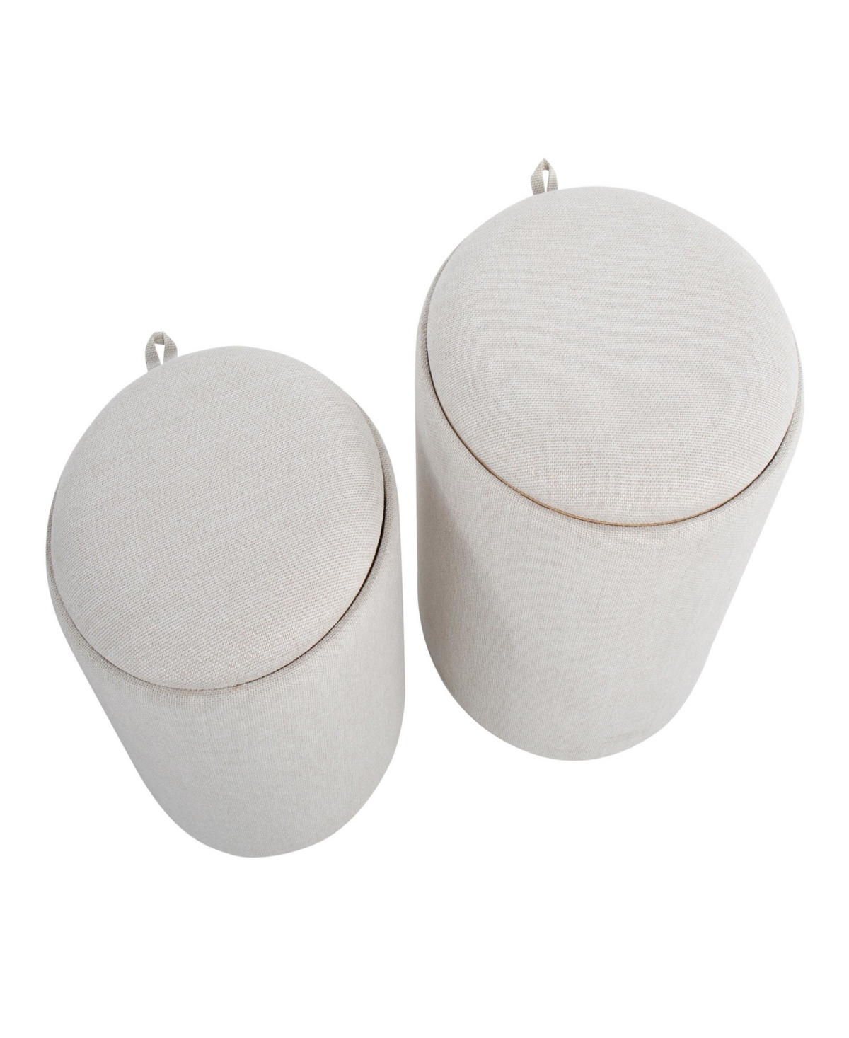 Lumisource Tray Contemporary Nesting Ottoman Set In Fabric And Wood By  In Cream Fabric,natural Wood
