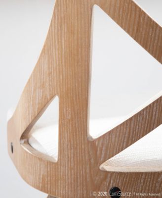 Charlotte 26" Farmhouse Fixed Height Counter Stool With Swivel in Washed Wood and Fabric by - Set of 2