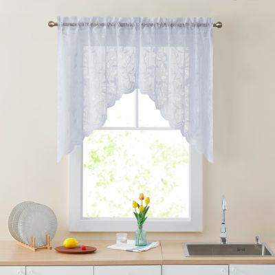 Joyce Floral Decorative Semi Sheer Light Filtering Grommet Window Treatment Curtain Drapery Panels For Bedroom Living Room Set Of 2 Panels