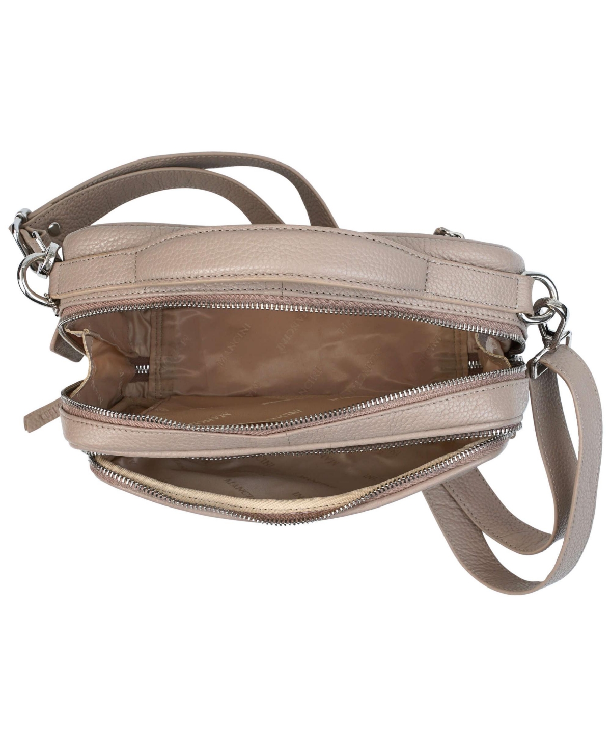 Mancini Pebbled Collection Julianna Leather Crossbody Satchel Bag