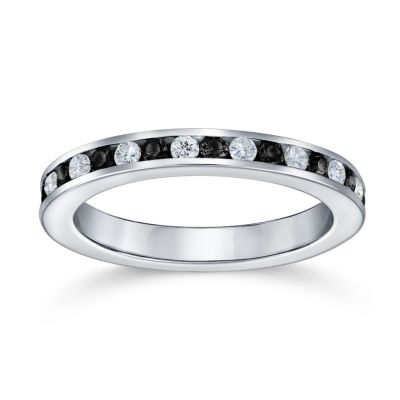 Cubic Zirconia Thin Stackable CZ Channel Set Eternity Band Ring .925 Sterling Silver 3MM