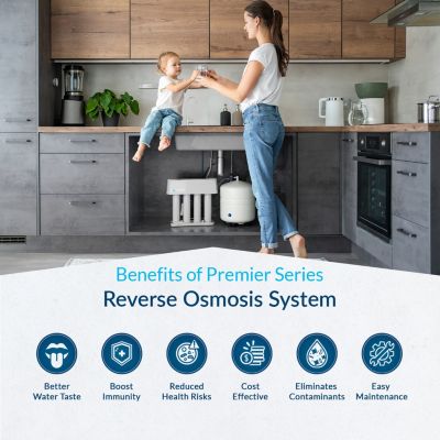 Premier Advanced Series | 4-Stage Reverse Osmosis Water Filtration System with Brushed Nickel Faucet, 75 GPD