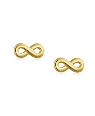 Petite Minimalist14K Yellow Gold Symbol Of Love Infinity Stud Earring Secure Screw back