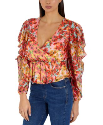 GUESS - Women's Saskika Printed Surplice Top