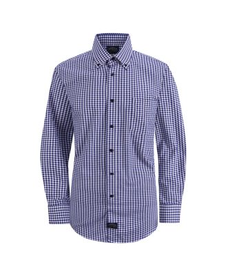 Men's Mini-Check Poplin Shirt with Stretch Collar