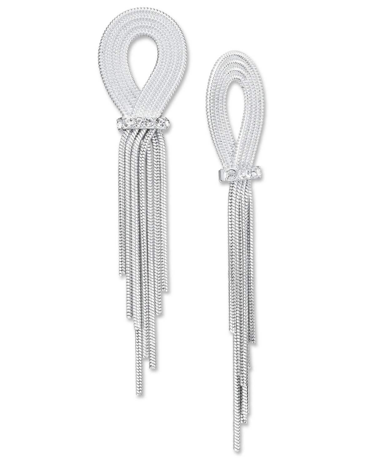 Shop Inc International Concepts Pave Looped Chain Statement Earrings, Created For Macy's In Silver
