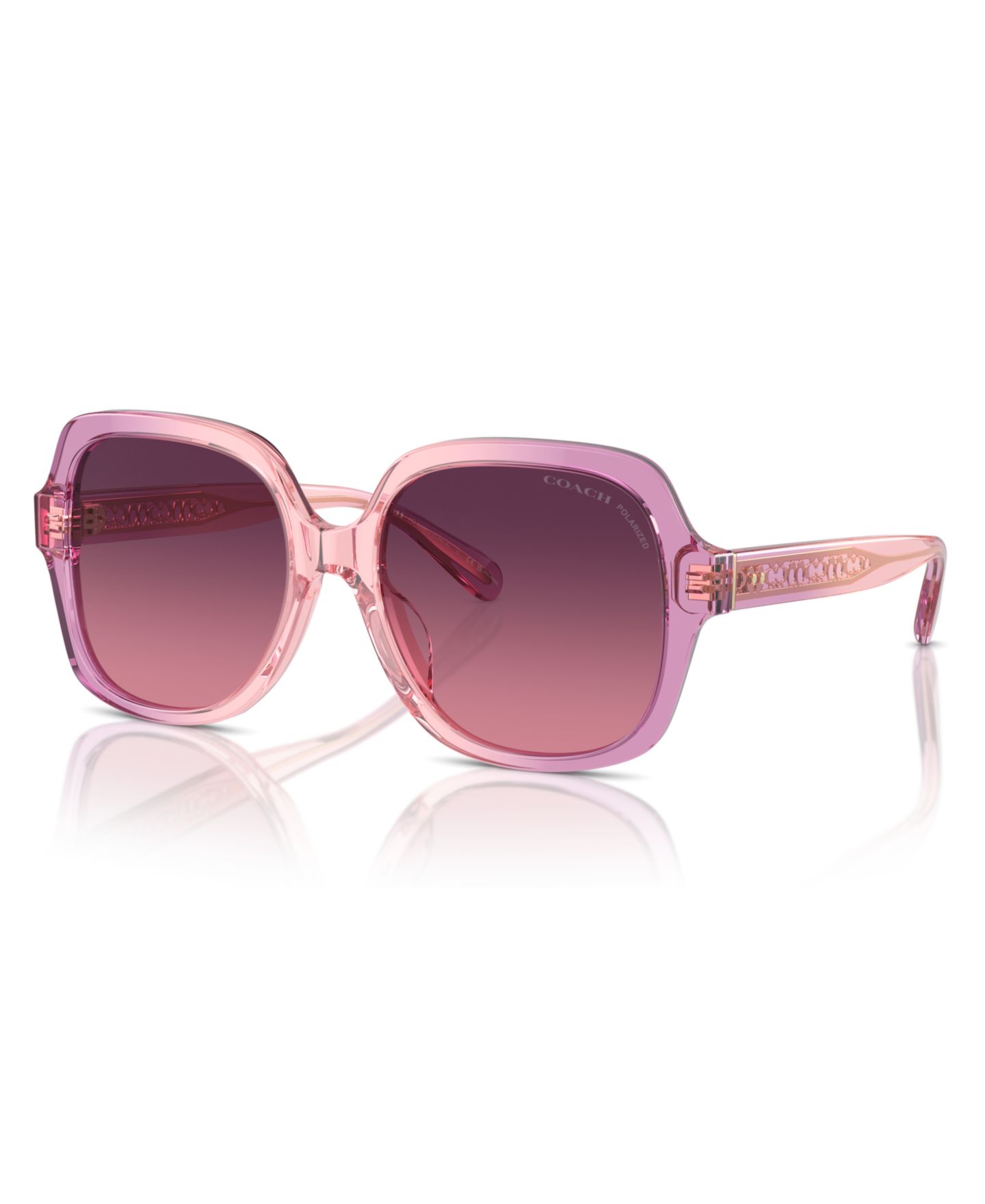 Женские солнцезащитные очки Coach Polarized Sunglasses, CR614, цвет: Аметистовый / Розовый — фото 1