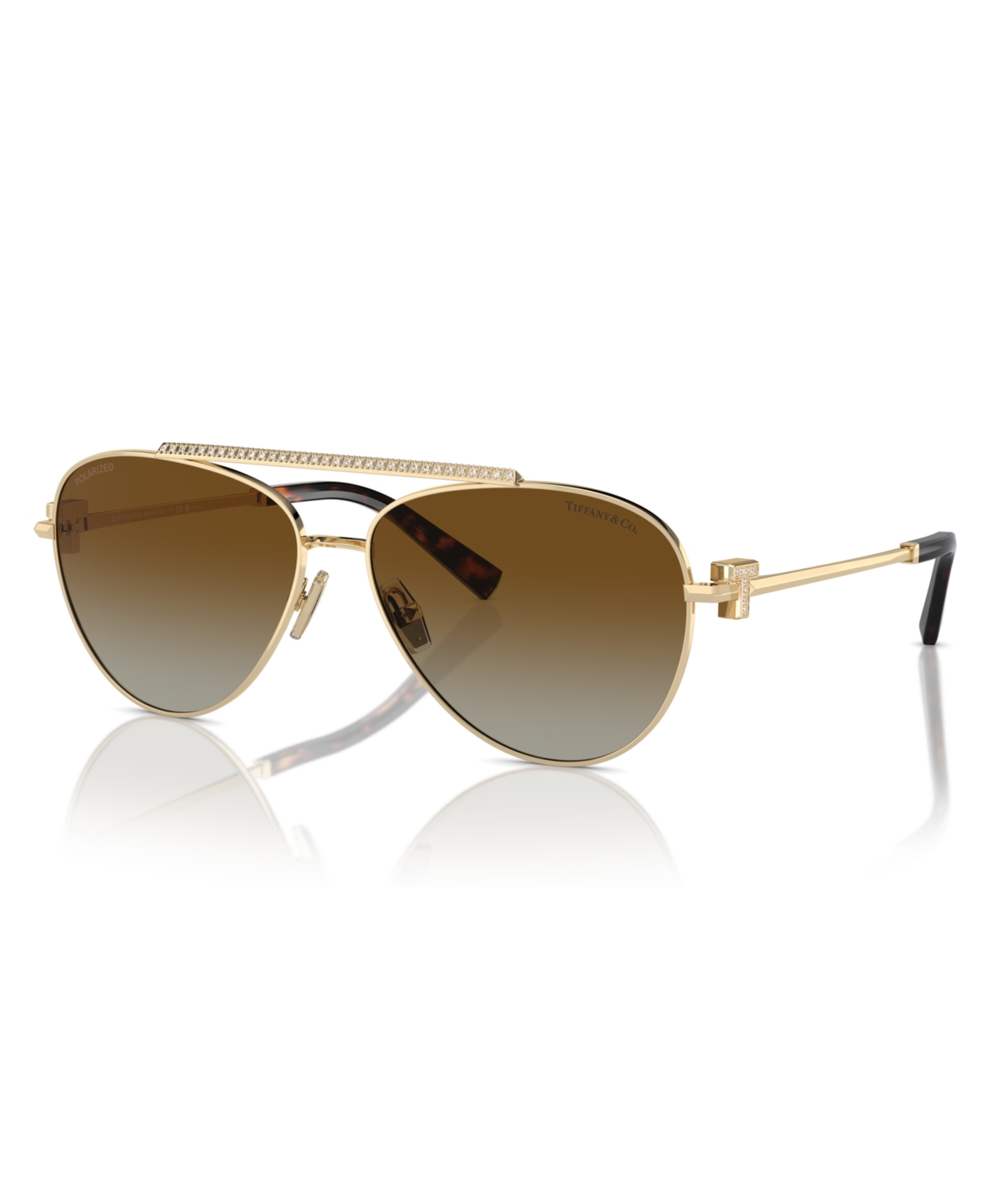 Shop Tiffany & Co Women's Polarized Sunglasses, Tf3101b In Pale Gold