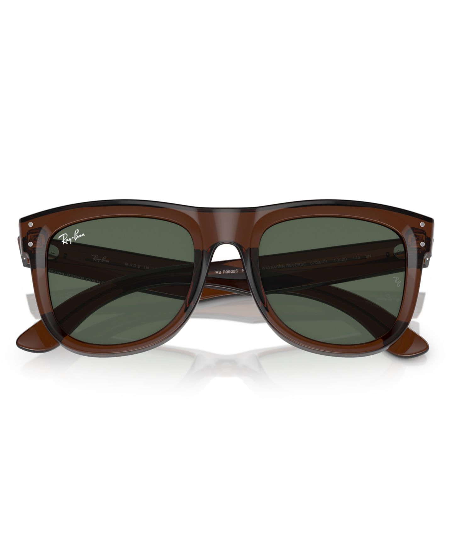 Солнцезащитные очки Ray-Ban Unisex Sunglasses, Wayfarer Reverse, цвет: Прозрачный коричневый — фото 5