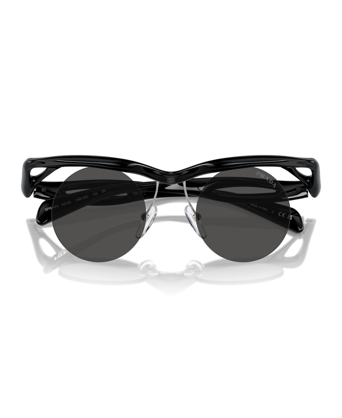Prada Rimless Mixed-media Round Sunglasses In Black