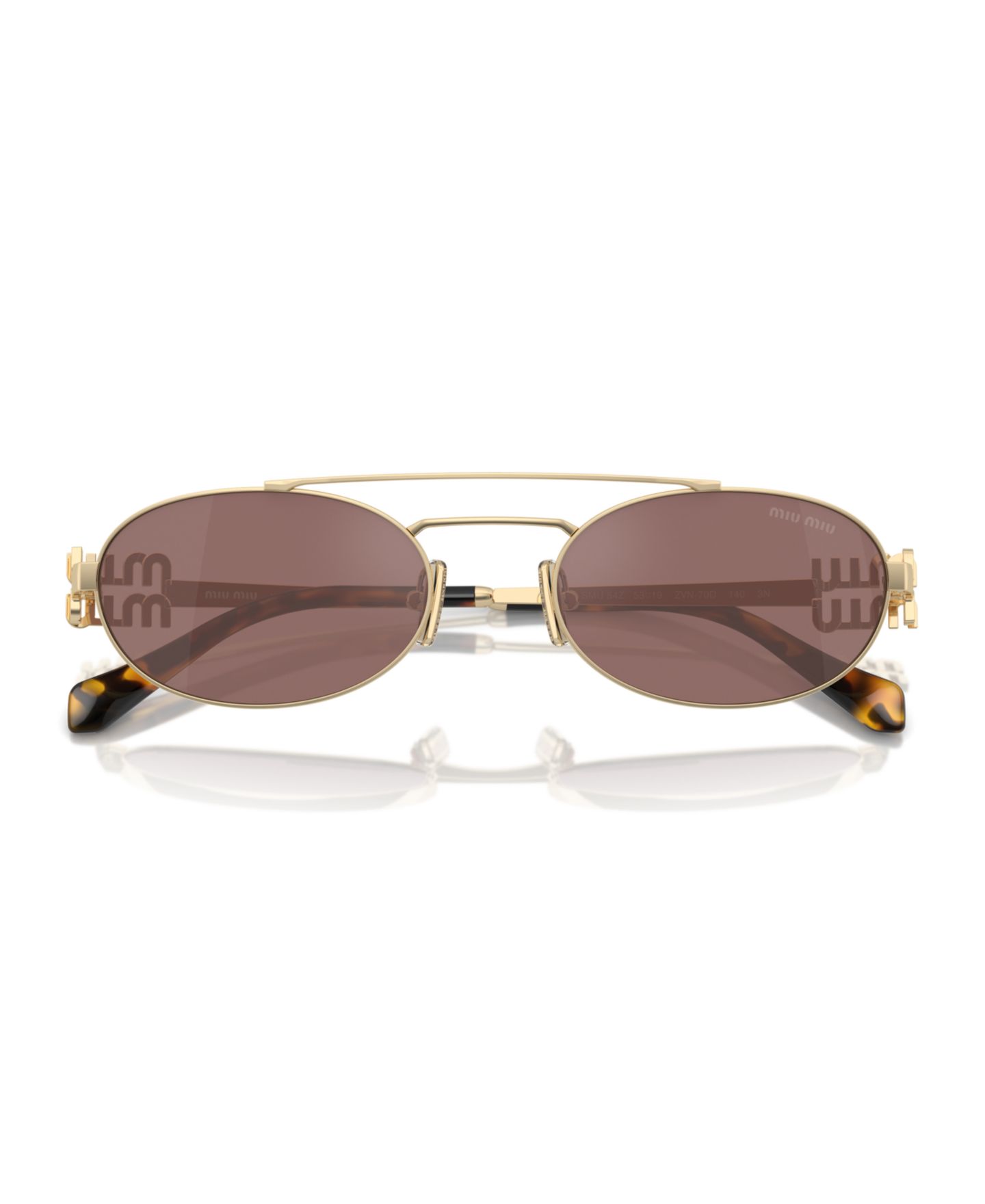 Женские солнцезащитные очки MIU MIU Sunglasses, MU 54Zs, цвет: Золотой / Коричневый — фото 2