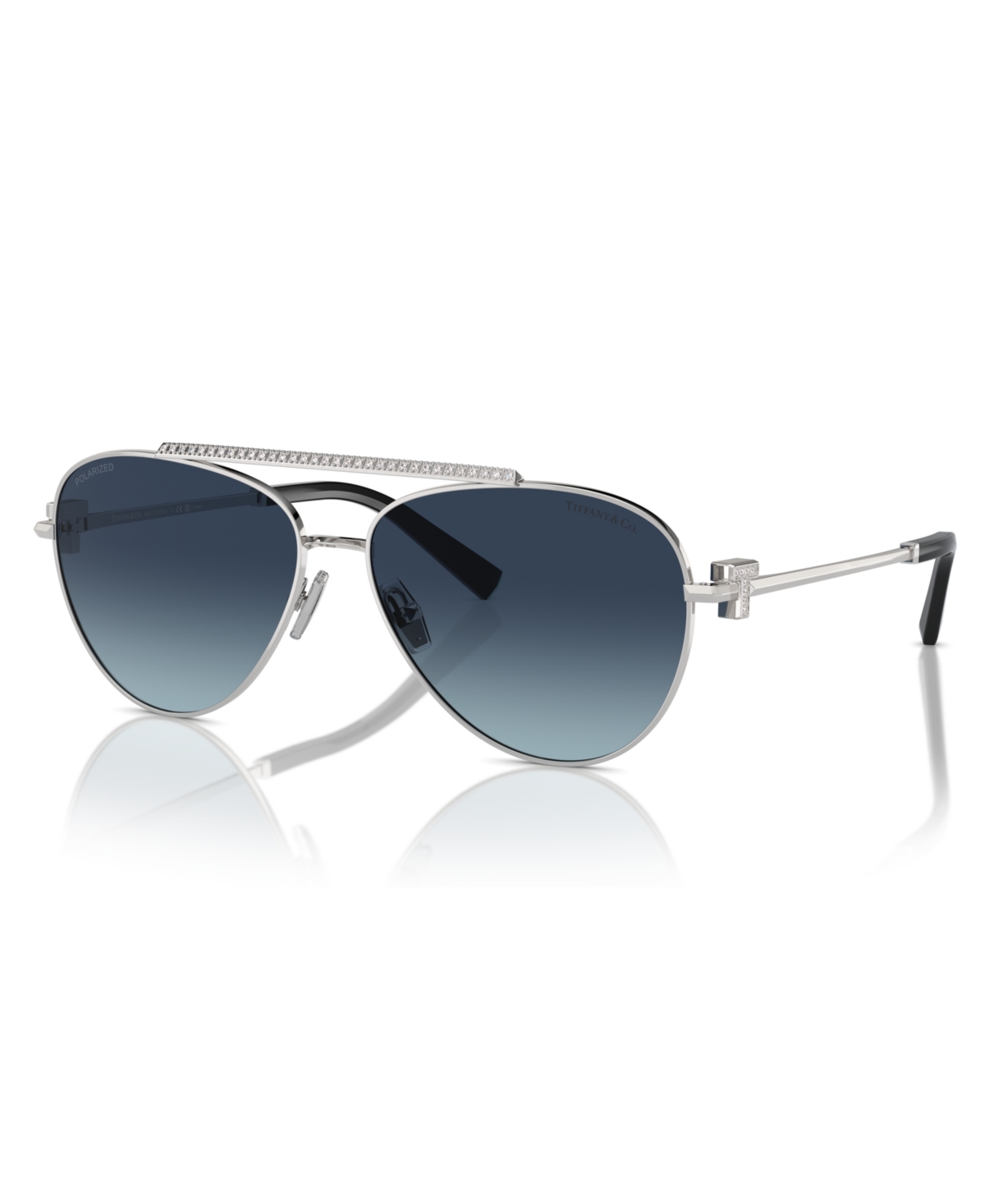 Shop Tiffany & Co Women's Polarized Sunglasses, Tf3101b In Silver