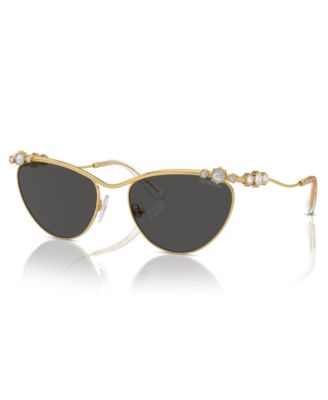 Swarovski - Wipe clean Metal Imported Frame Shape: Cat Eye Frame Material: Metal  Gender: Female Eye/Bridge/Temple Width: 58/19/140  Best for Face Shape: Round  Case or microfiber pouch included