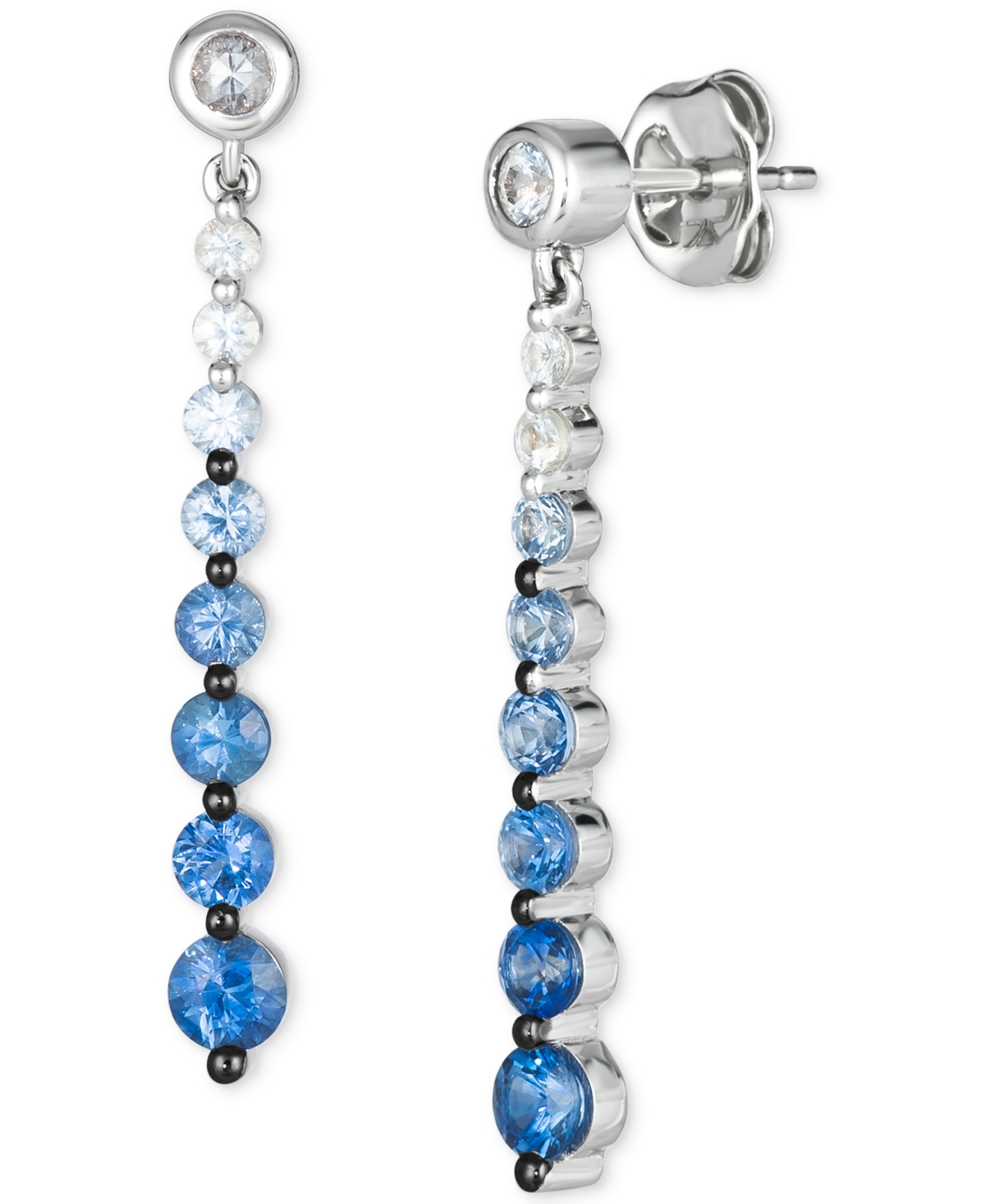 Le Vian Denim Ombre (1 Ct. T.w.) & White Sapphire (1/3 Ct. T.w.) Linear Drop Earrings In 14k White Gold In K Wg