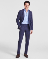 Bar Iii Men's Slim-Fit Suit Pants, Created for Macy's - Navy Plaid