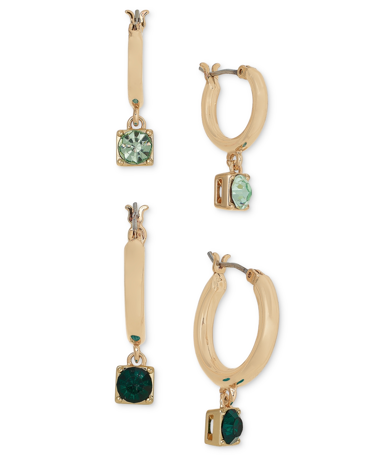 Shop On 34th 2-pc. Set Crystal Charm Hoop Earrings, Created For Macy's In Green