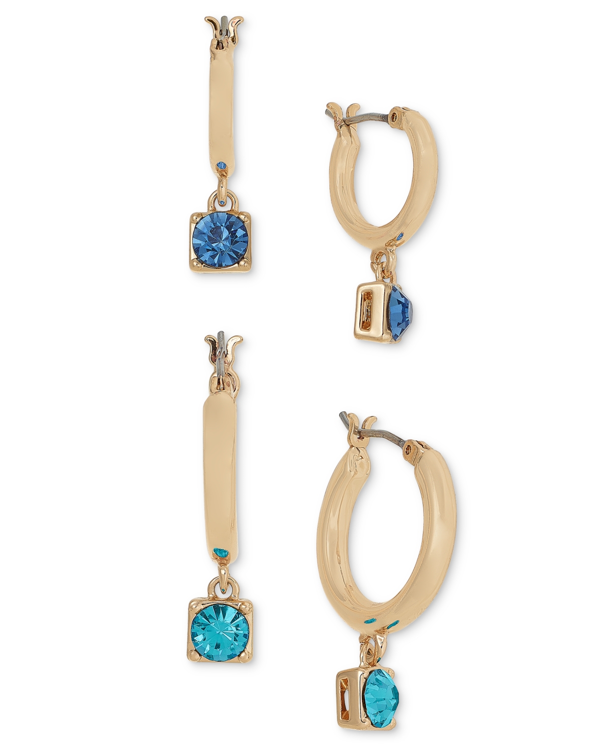 Shop On 34th 2-pc. Set Crystal Charm Hoop Earrings, Created For Macy's In Blue