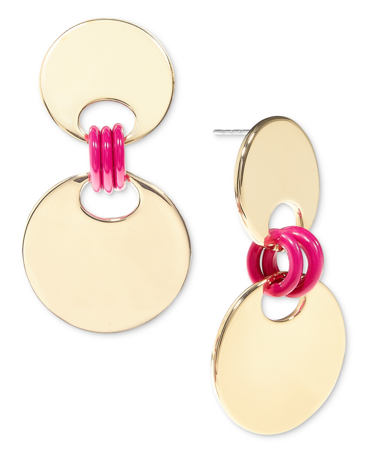Shop On 34th Gold-tone Disc & Color Ring Drop Earrings, Created For Macy's In Pink