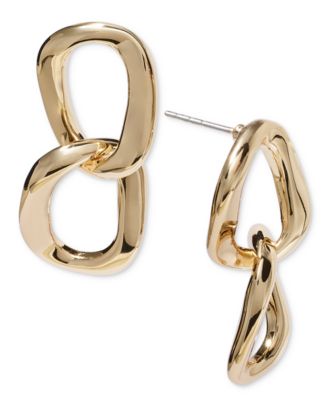 On 34th - Sculptural Chain Link Double Drop Earrings