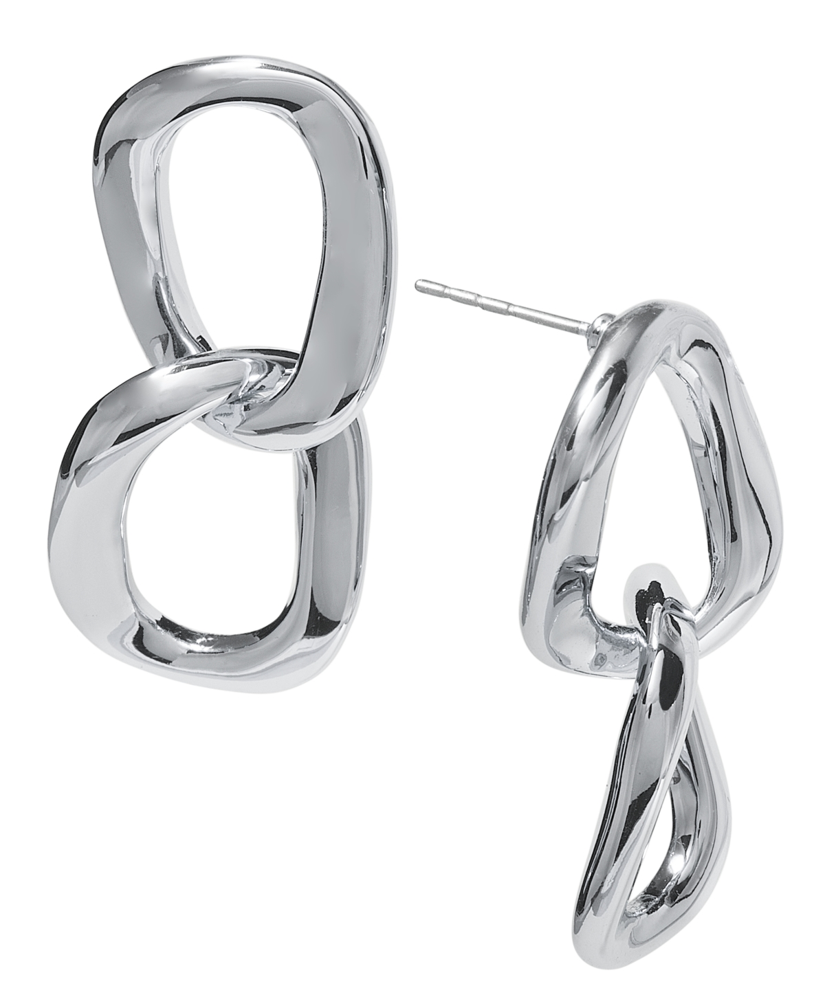 Shop On 34th Sculptural Chain Link Double Drop Earrings, Created For Macy's In Silver