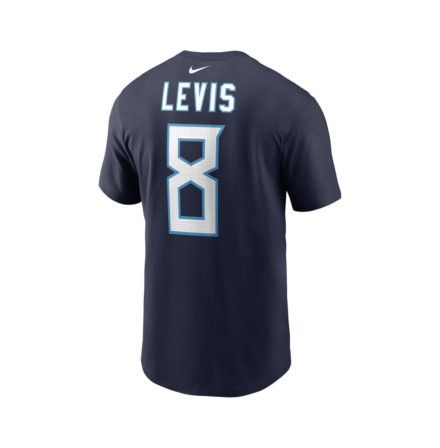 Мужская футболка Nike Will Levis Navy Tennessee Titans 2023 NFL Draft Player Name and Number — фото 2